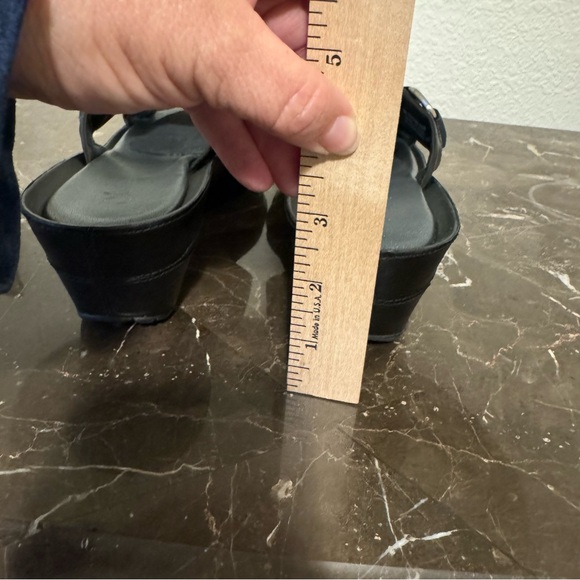 Cole Haan Sandals Women’s 9.5 B Nike Air G Series Wedge Slides Black Leather‎ - Picture 8 of 8